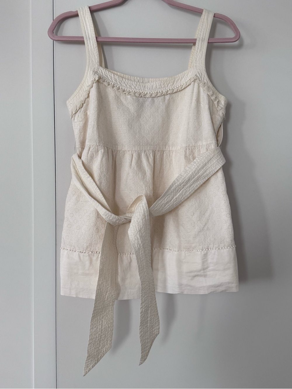 Juicy Couture Cream Eyelet Tie-Front Tank Top